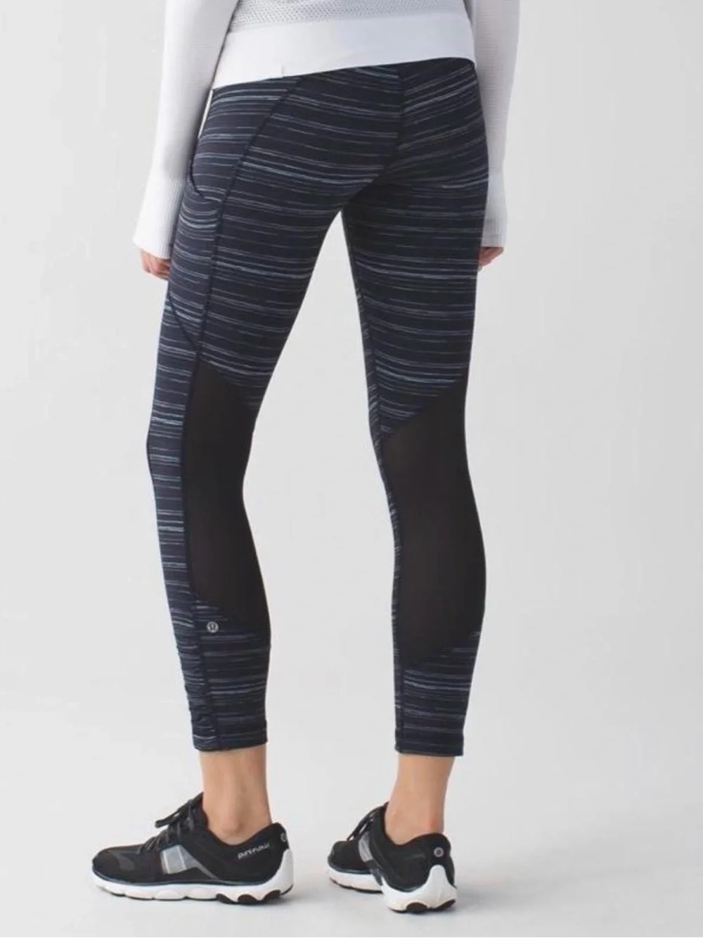 Lululemon Speed Crop Cyber Stripe Mesh Panel Training Leggings Vibe Size 8